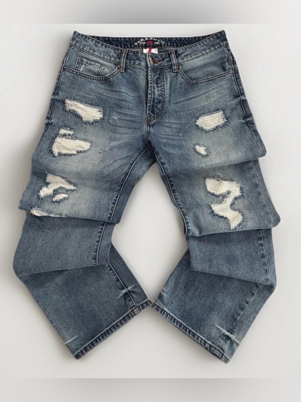 Parasuco Jeans Y2K Distressed Denim Straight Leg Men’s 32x34 Medium Wash Blue